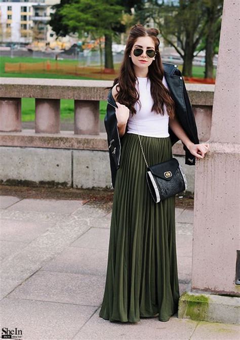 Pleated Full Length Skirt Sheinsheinside Full Skirt Outfit Maxi