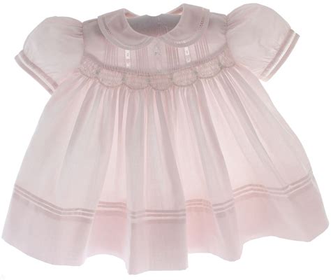 Newborn Girls Pink Smocked Dress Peter Pan Collar Feltman Brothers