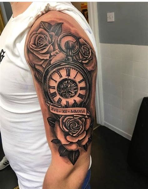 Clock And Rose Tattoo Clock Tattoo Sleeve Rose Tattoo Sleeve Best