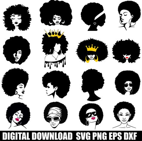 Afro Bundle Afro Queen Svg Curly Hair Svg Afro Lady Svg Afro Woman Svg