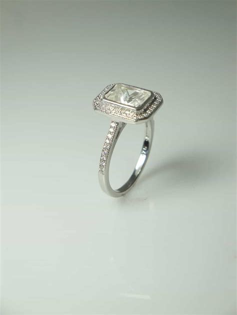 Emerald Cut Engagement Set Natural Herkimer Diamond Set In Sterling