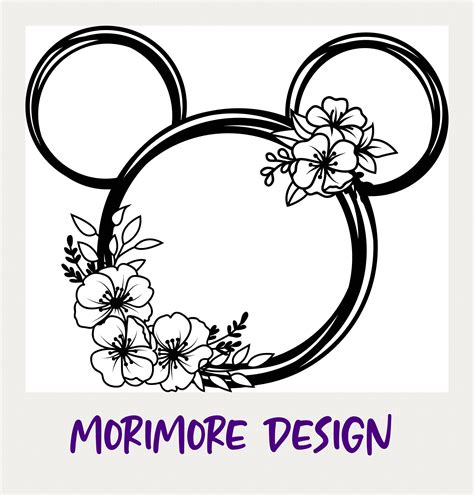 Mickey Floral Svgmickey Wreath Svg Mickey Minnie Head Etsy