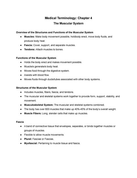 Medical Terminology Ch 4 Medical Terminology Chapter 4 The Muscular