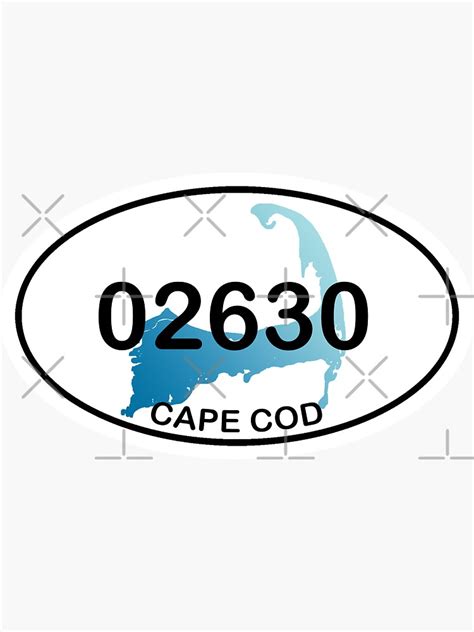 Towns Of Cape Cod With Zip Code Barnstable 02630 Sticker For Sale