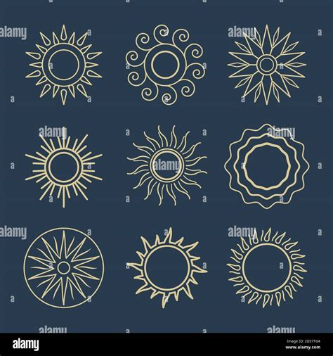 Iconos Abstractos De La Línea Del Sol Símbolos De Vector Sol Verano
