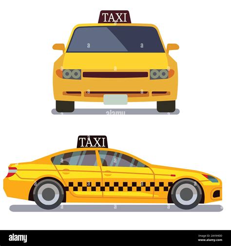 Taxi Coche Sobre Blanco Vector Ilustración Taxi Coche Frente Y Vista