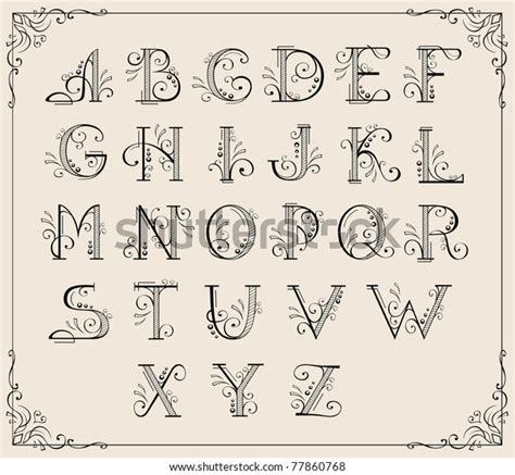 Alphabet Calligraphique Rapide Encadré Image Vectorielle De Stock