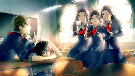 Online Crop Anime Character Illustration School Uniform School Sun