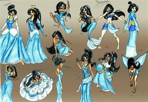 Jasmine As Cinderella Aurora Jane Pocahontas Ariel As A Mermaid