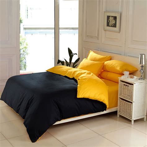 There is a very high security. Solid color home textile black and yellow 4pc queen king ...