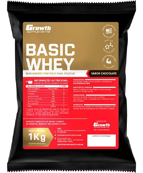 Whey Protein Basic Growth Original 1 Kg Sabor Chocolate Mercado Livre