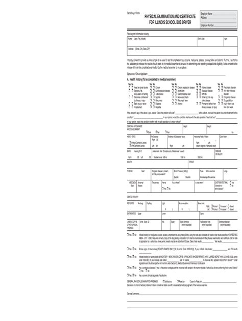 Illinois Physical Examination Form Fill Online Printable Fillable