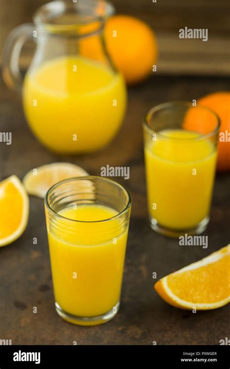Freshly Squeezed Orange Juice Stock Photo Alamy