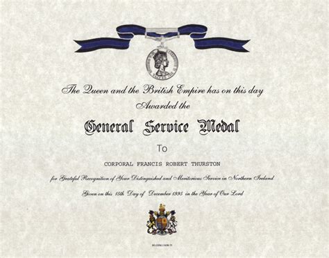 British General Service Medal Certificate