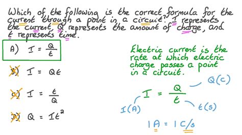 Question Video Stating The Formula Relating Charge Current And Time Nagwa