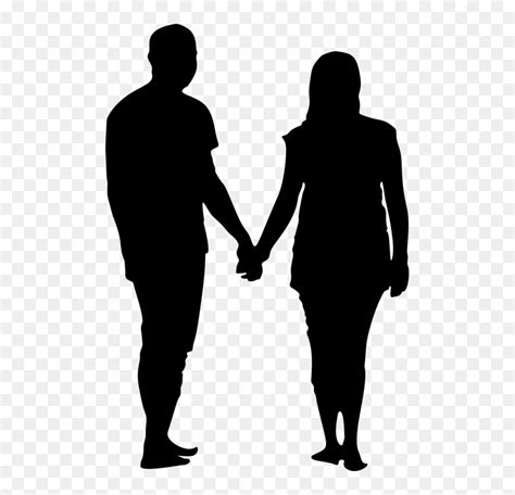 Holding Hands Silhouette Happy Couple Holding Hands Silhouette