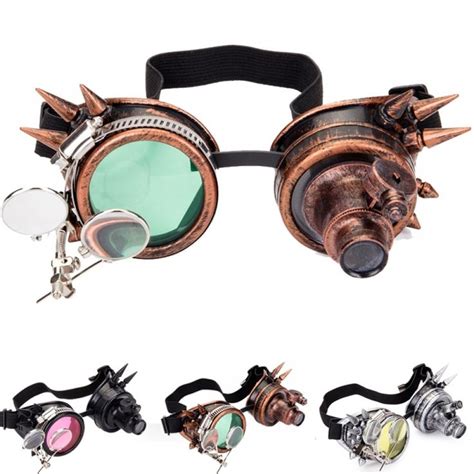 Cosplay Vintage Victorian Rivet Steampunk Goggles Glasses Welding Cyber Gothic Freeshipping