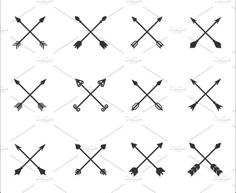 Crossed Arrows Vector Set Graphic Objects ~ Creative Market
