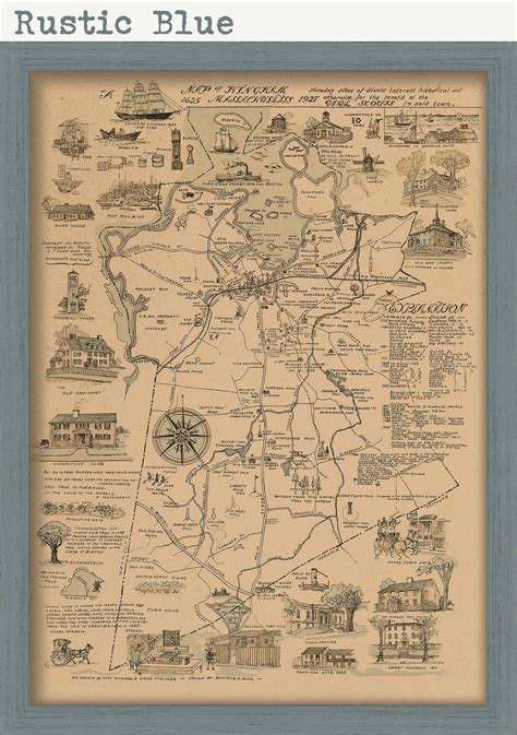 Pictorial Map Of Hingham Massachusetts 1635 To 1927 Etsy Pictorial