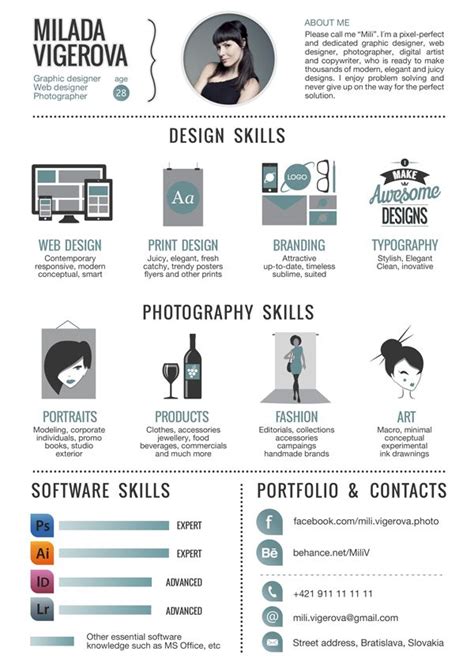 30 Examples Of Creative Graphic Design Resumes Infographics Layout