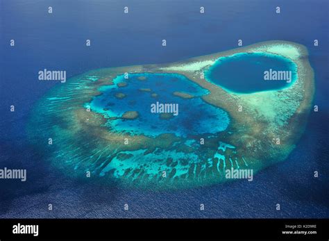 Vista Aérea De Los Arrecifes De Coral Que Crea Una Laguna En El Atoll