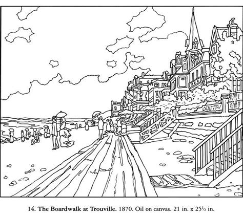 Free coloring pages coloring for kids printable coloring coloring sheets 2nd grade art third grade artist monet kindergarten art projects art worksheets. Coloring Page of "The Boardwalk at Trouville" Claude Monet ...