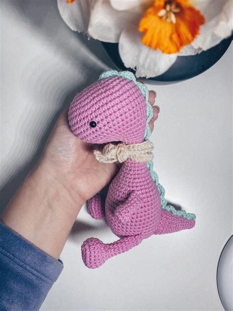 Crochet Dinosaur Knitted Dinosaur Toy Dino For Girlplush Etsy
