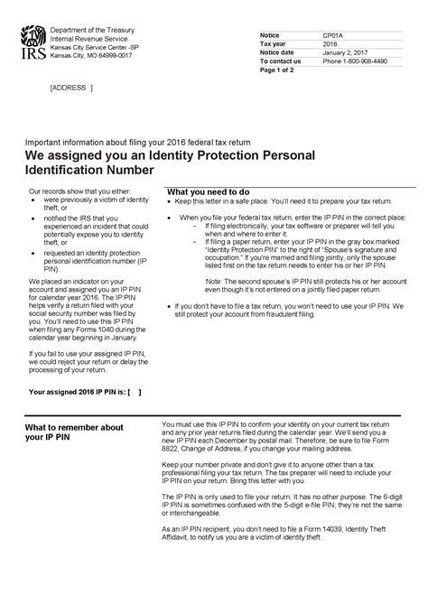 Irs Notice Cp01a The Irs Assigned You An Identity Protection Personal