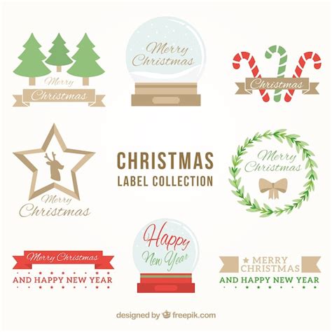 Conjunto Moderno De Etiquetas De Navidad Vector Gratis