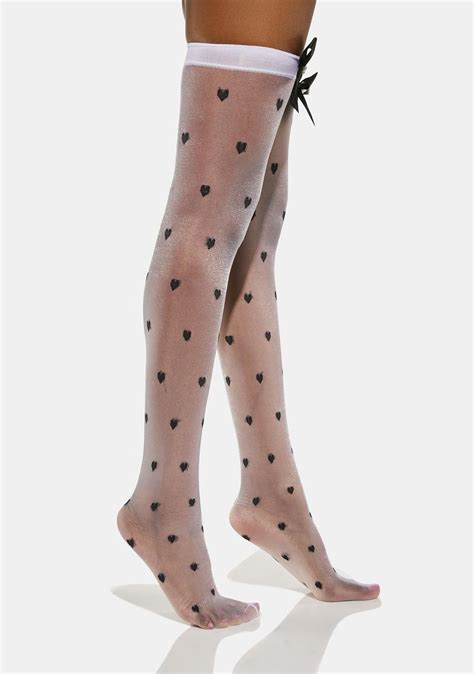 sheer heart polka dot thigh highs white n dolls kill