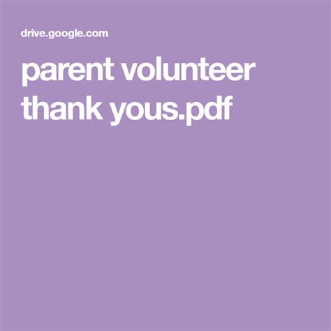 Parent Volunteer Thank Youspdf Parent Volunteers Parenting Volunteer