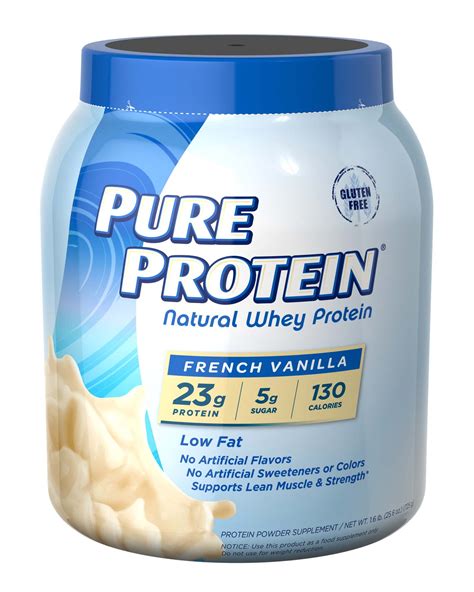 Pure Protein Natural Whey Protein Powder French Vanilla 23g Protein