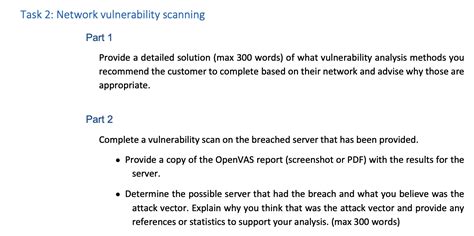 Solved Task Network Vulnerability Scanning Part Provide Chegg Com