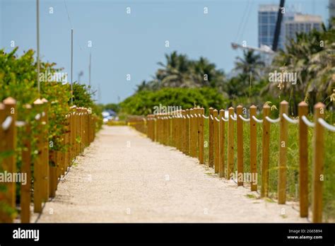 Miami Beach Surfside Pedestrian Walkway On The Sand Stock Photo Alamy