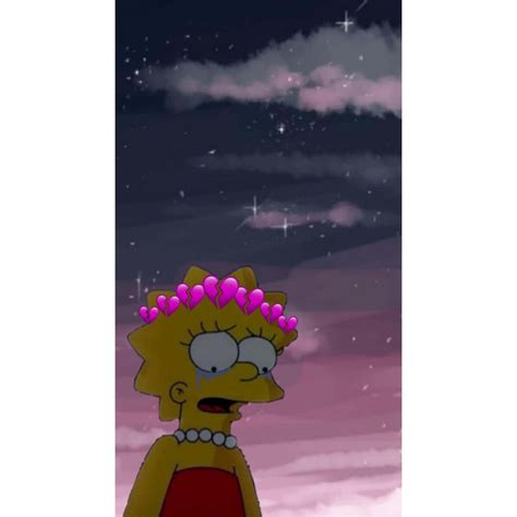 Download Sad Lisa Simpson Crying On A Starry Night Wallpaper