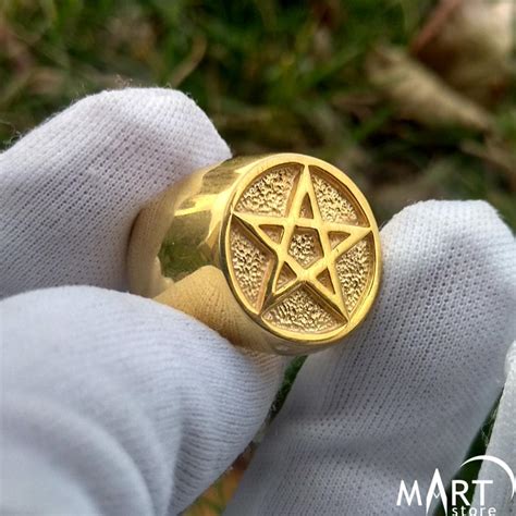 Occult Ring Pentacle Ring Occult Jewelry Silver And Gold