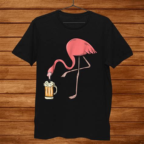 Flamingo Drinking Beer Funny Pink Flamingo Shirt Teeuni
