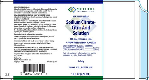 Sodium Citrate And Citric Acid Oral Solution Fda Prescribing