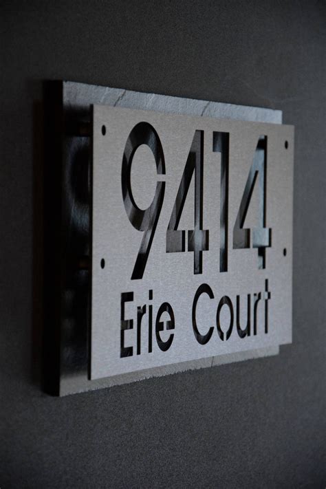 Custom Stainless Steel House Numbers With Street Name Address Plaque