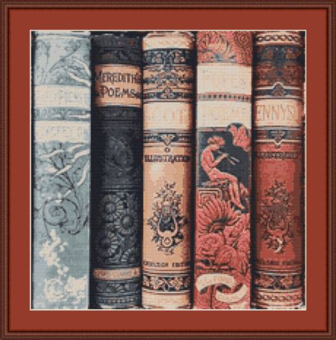 Classic Vintage Poems Book Spines Counted Cross Stitch Pattern Etsy