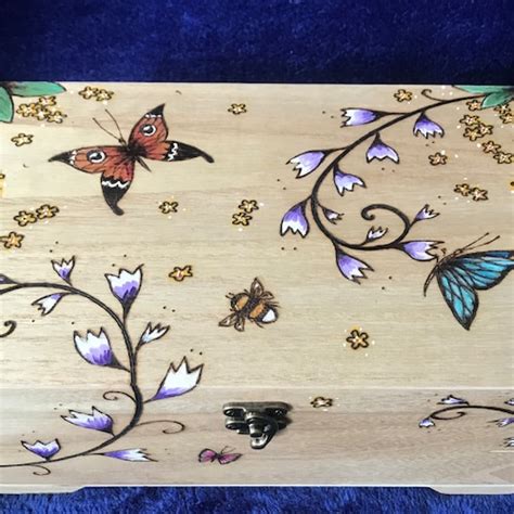 Personalised Wooden Wildflower Jewellery Box With Removable Etsy