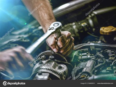 Auto Mechanic Working Car Engine Mechanics Garage Repair Service