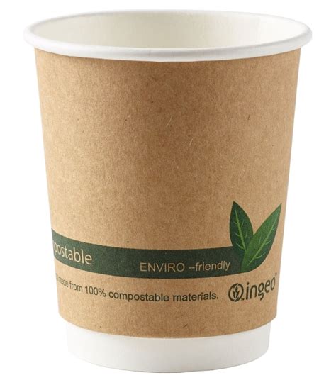 Compostable Coffee Cups Double Walled 8oz 12oz And 16oz Green Man