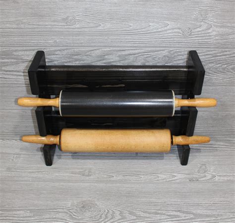 Rolling Pin Rack With Two Slots Black Rolling Pin Rack Etsy