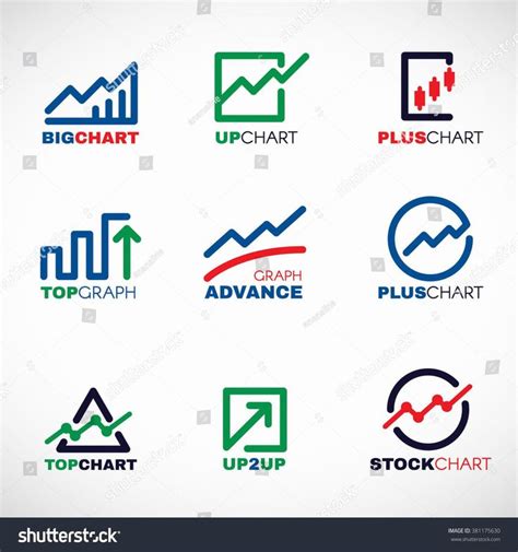Stock Chart Or Market Business Graph Line Logo Vector Set Design