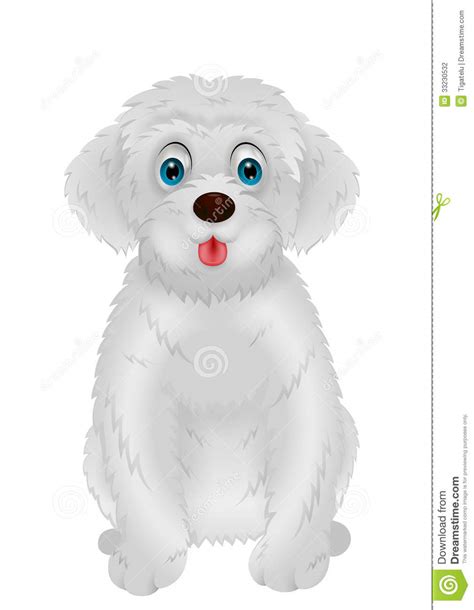 Cute White Dog Cartoon Stock Vector Illustration Of Fluff