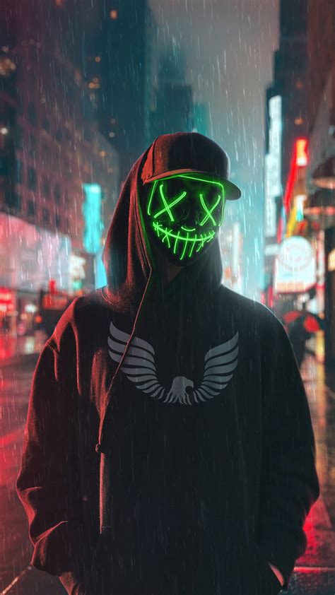 56 neon hd wallpapers and background images. Hoodie Boy Green Neon Mask