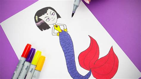 Raven Mermaid Teen Titans Go Drawing How To Draw Raven Youtube