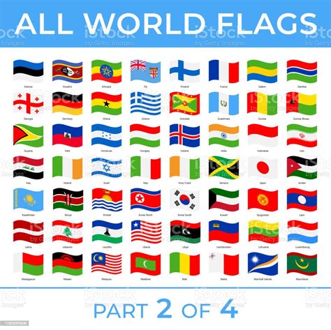 World Flags Vector Wave Rectangle Flat Icons Part 2 Of 4 Stock
