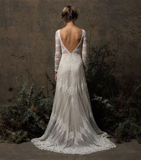Aurora Lace Bohemian Wedding Dress Long Sleeves And Open Etsy Long Sleeve Wedding Dress Lace